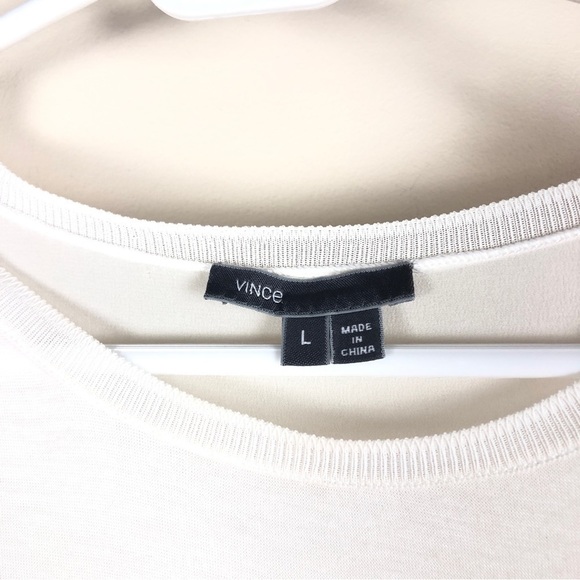 Vince white cuff short sleeve tee size large - Picture 3 of 10
